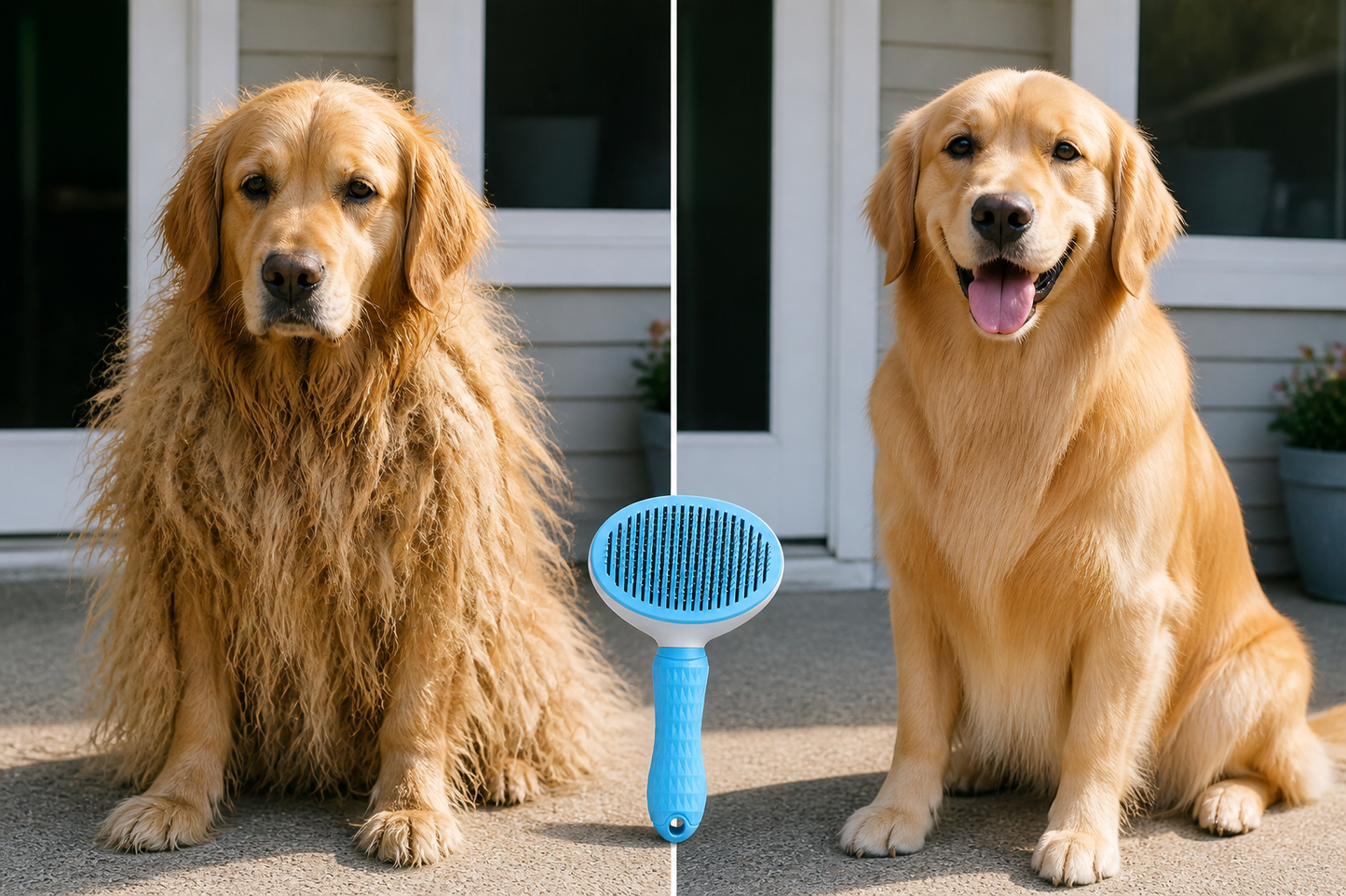 Before and after grooming with Silk Sweeper