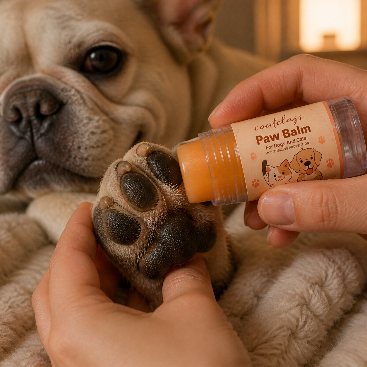 Velvet Touch applied to French Bulldog paw