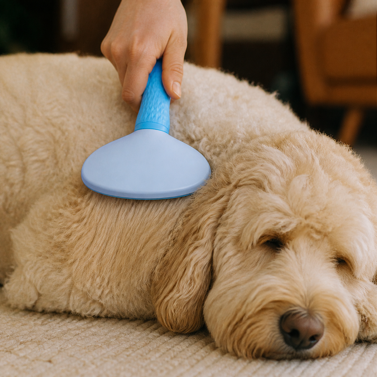Silk Sweeper in use on Labradoodle